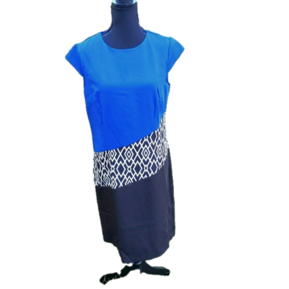 New Blue & Black Midi Dress Size 8